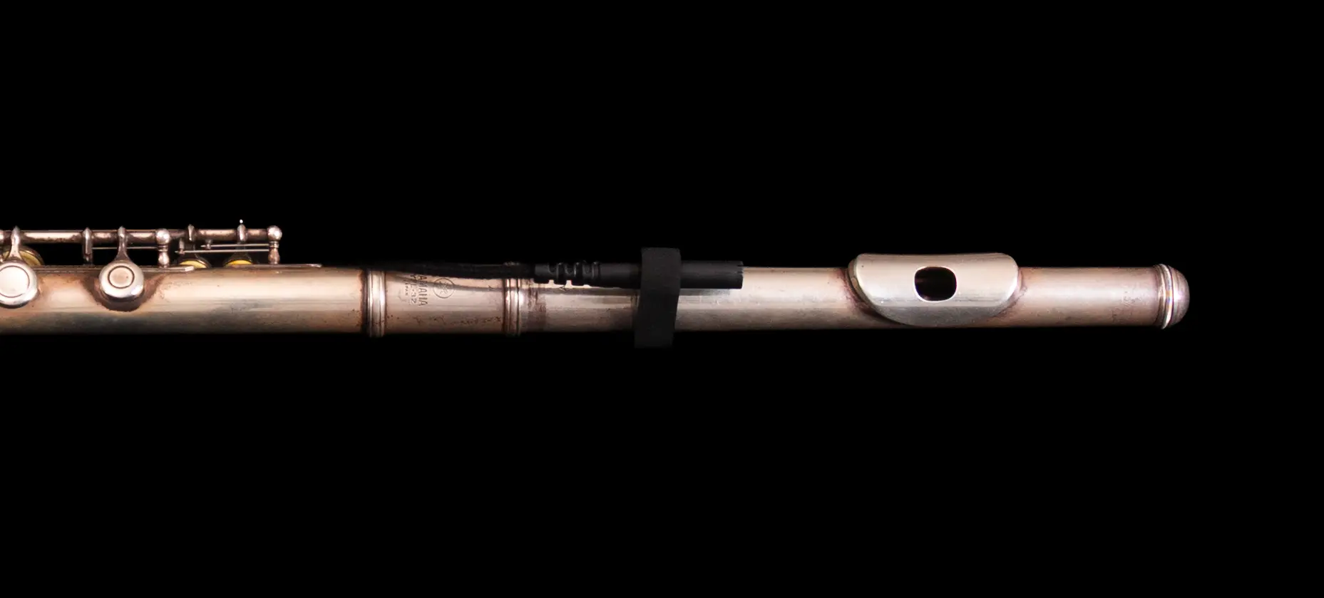 Close-up flute with Remic Microphone mounted