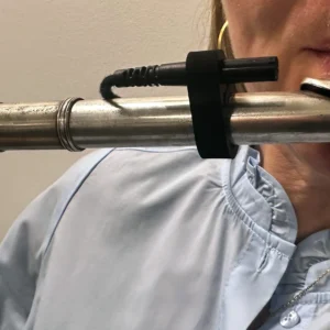 Remic Microphone Mounted on a Flute in use